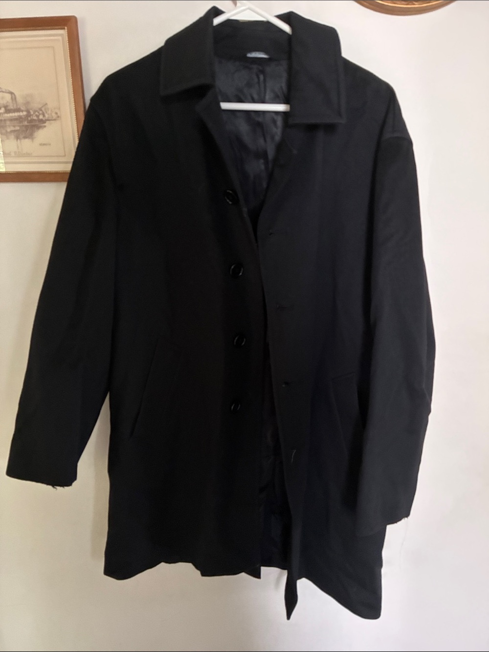 Men's Black Single-Breasted Coat - Classic Overcoat